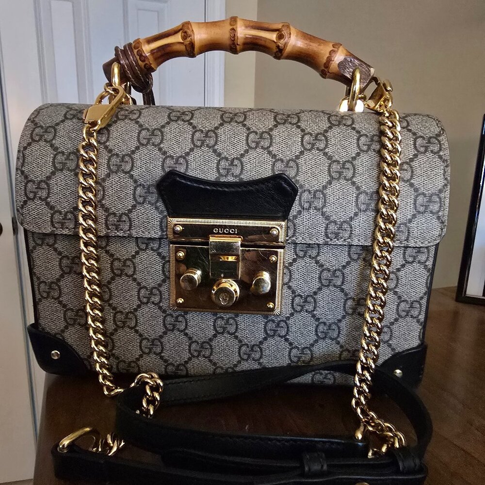 Rare GG Supreme Monogram Trunk Purse w/Bamboo Handle